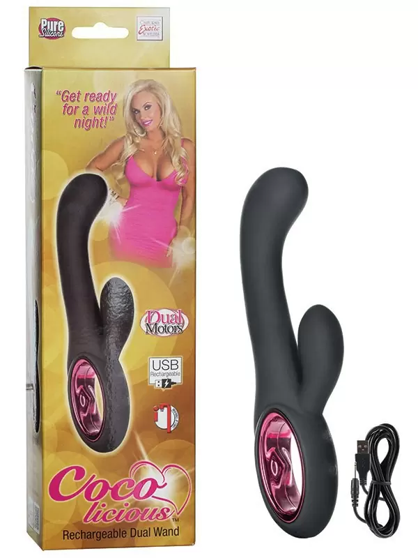 Вибромассажер  Coco Licious Rechargeable Dual Wand со стимуляцией клитора – черный
