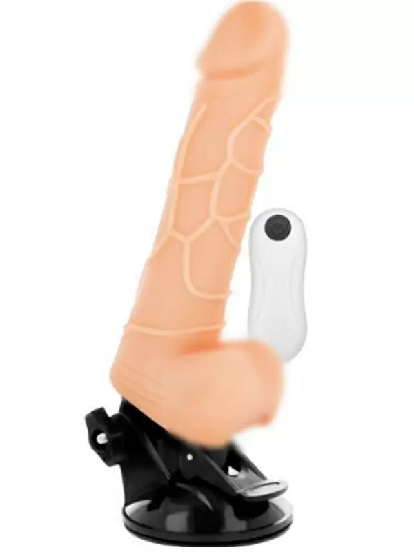 Реалистичный вибратор Dream Love BASECOCK REALISTIC VIBRATOR REMOTE CONTROL NATURAL, с мошонкой, с пультом Д/У, 19,5 см, ТПР, светлый телесный