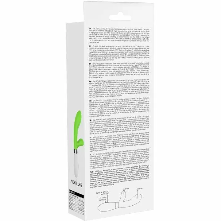 Изогнутый вибратор-кролик Achilles, 21 см, 10 режимов, зеленый