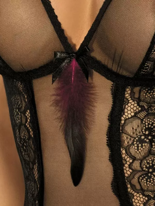 Кружевное черное боди Beatrice - L/XL