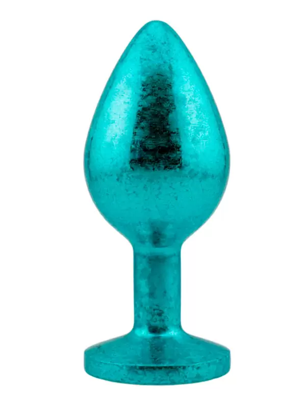 Голубая алюминиевая анальная пробка с кристаллом Medium