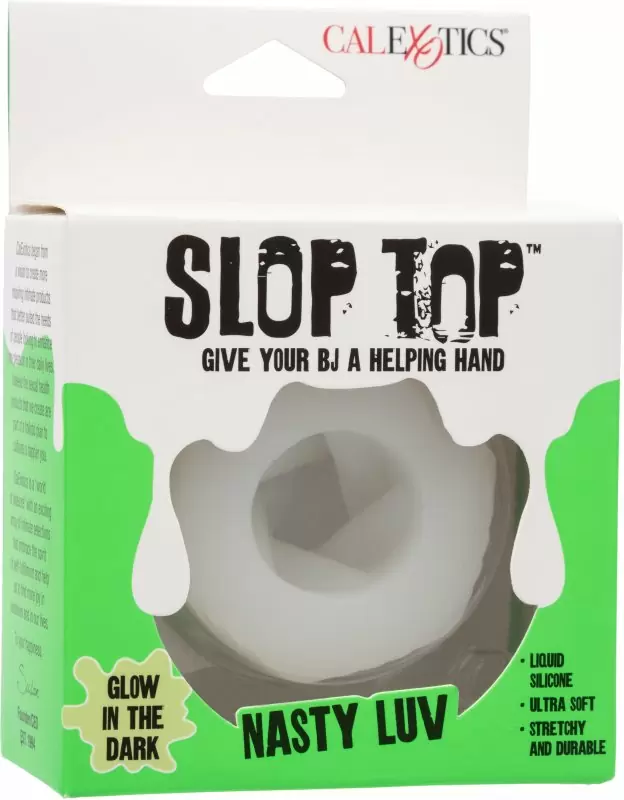 Эрекционное кольцо-бампер SLOP TOP NASTY LUV, диаметр 2,5 см, силикон, светящийся, белый