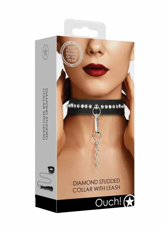 Ошейник Diamond Studded Collar With Leash