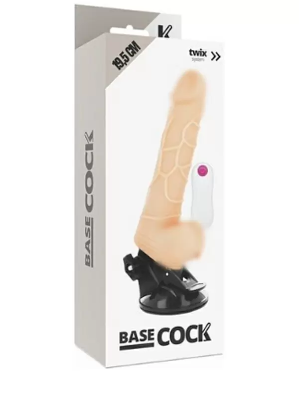 Реалистичный вибратор Dream Love BASECOCK REALISTIC VIBRATOR REMOTE CONTROL NATURAL, с мошонкой, с пультом Д/У, 19,5 см, ТПР, светлый телесный