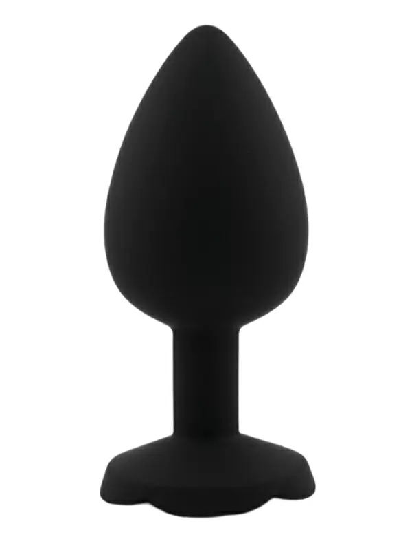 Силиконовая анальная пробка Kanikule Black Rose с ограничителем в форме розочки, 10 см х 4,5 см, чёрный, Large