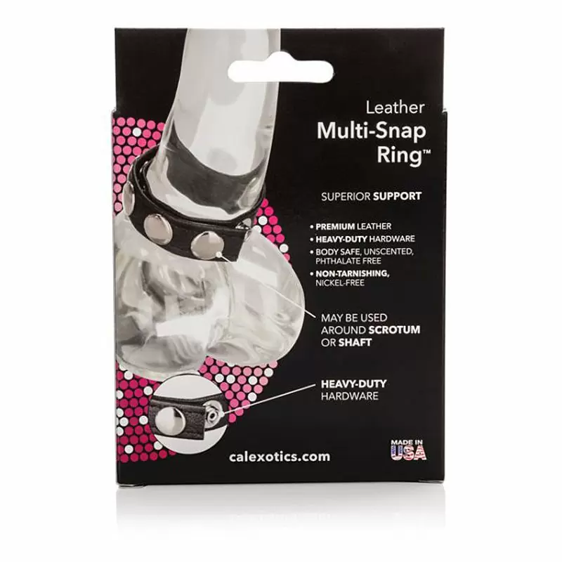 Кожаное кольцо на пенис Multi-Snap Ring – черный