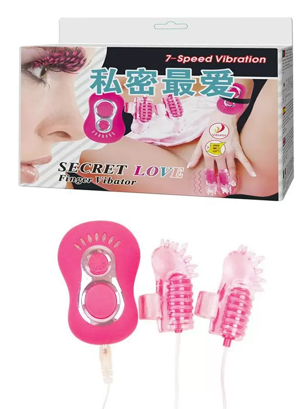 Вибронасадки на пальцы Secret Love с проводным пультом управления – розовый