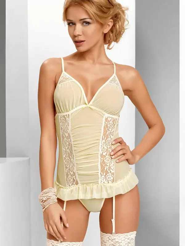 Нежный светло-желтый корсаж Avanua Tessie с трусиками – S/M