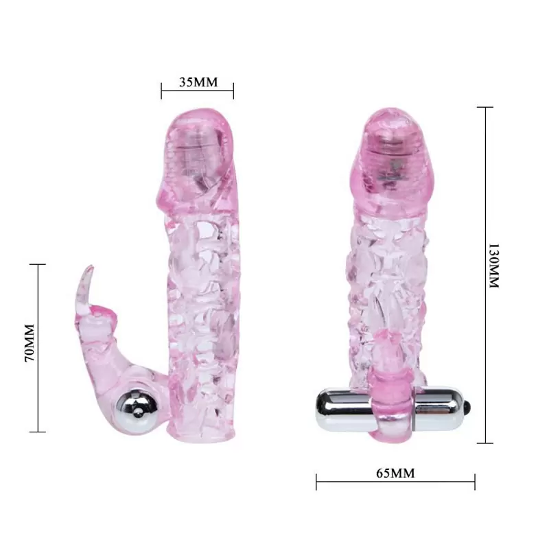 Удлиняющая насадка ажурная Ultimate Love Sleeve с 2-мя вибраторами – розовый