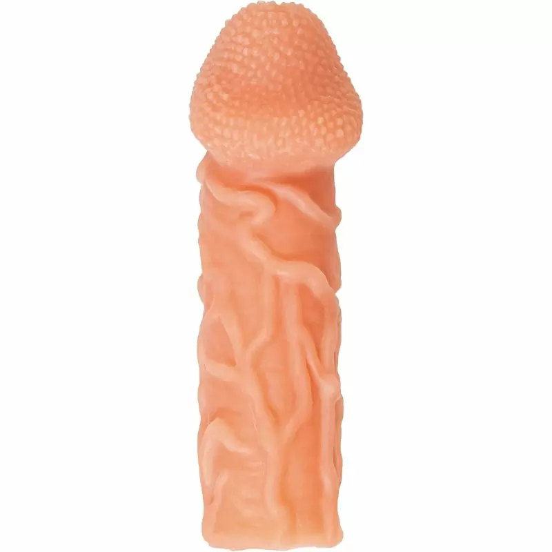 Реалистичная насадка на пенис с венками и отверстием для мошонки «Cock sleeve» (средняя), Kokos