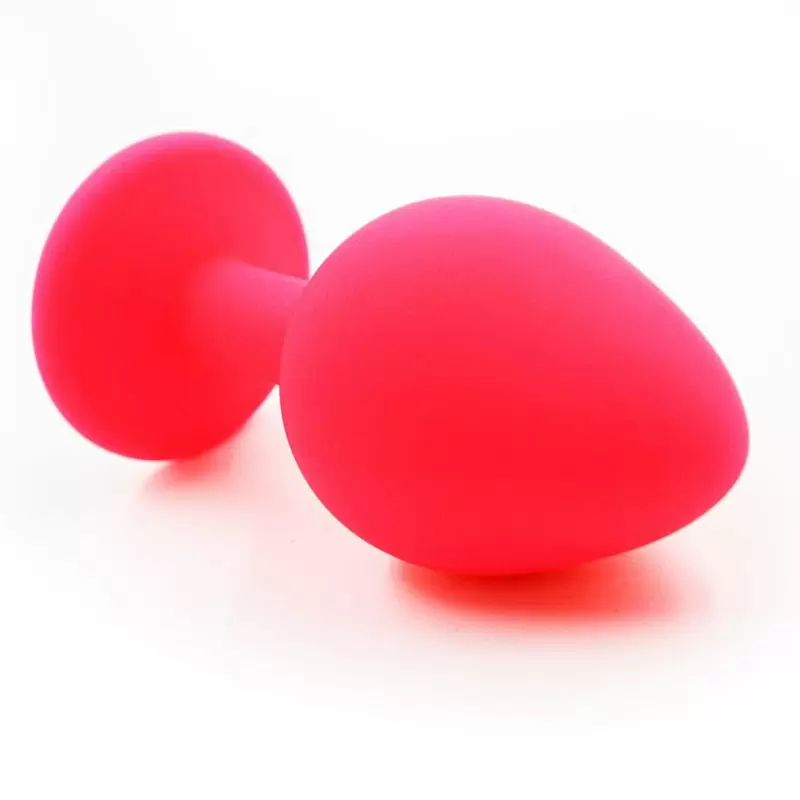 Средняя силиконовая анальная пробка Kanikule Medium с кристаллом – розовый с черным