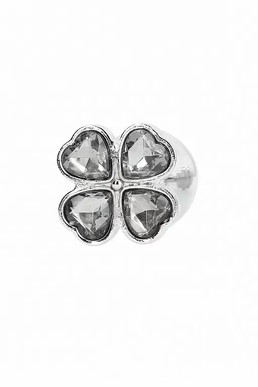 Серебряная анальная пробка с бриллиантовыми кристаллами в форме цветка -3,1 см.