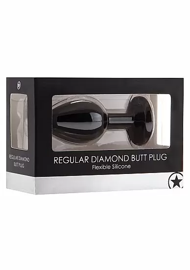 Анальная пробка с кристаллом Regular Diamond Butt Plug (Medium)-Черная