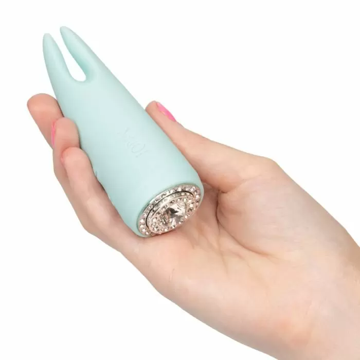Элегантный вибратор с раздвоенным кончиком Calexotics Pave Diana - голубой