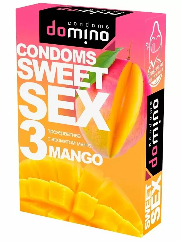 Гладкие презервативы Luxe Domino Sweet Sex, с ароматом манго, 18 см, 3 шт