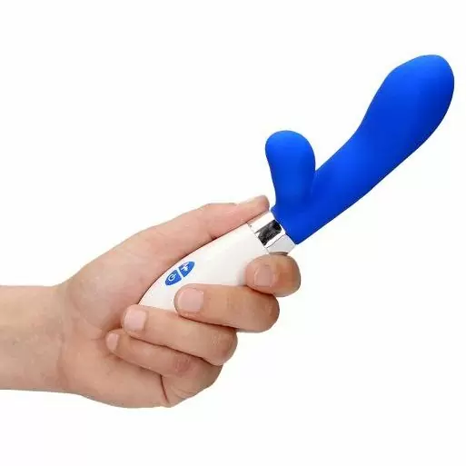 Изогнутый вибратор-кролик Achilles, 21 см, 10 режимов, королевский синий