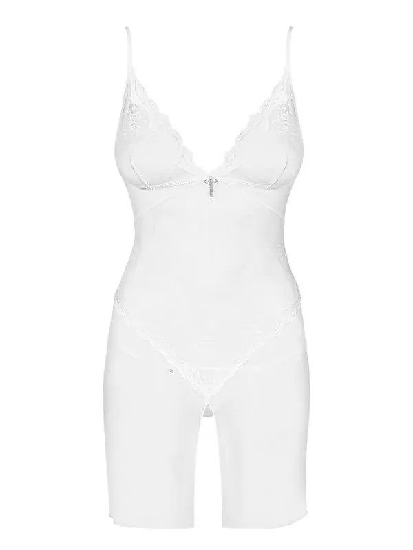 Белая сорочка с пикантным вырезом и стринги Charms (Obsessive) – S/M