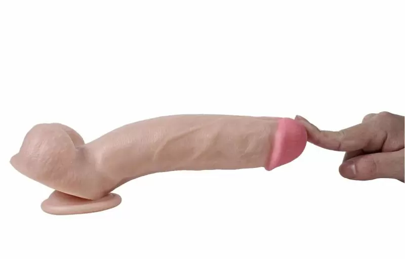 Реалистичный фаллоимитатор REAL с мошонкой на присоске, 21,5 х 4,5 см