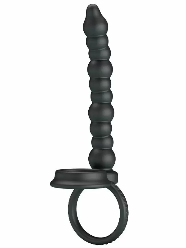 Эрекционное кольцо Baile Dillion с анальными бусами, с подхватом мошонки, 13 см