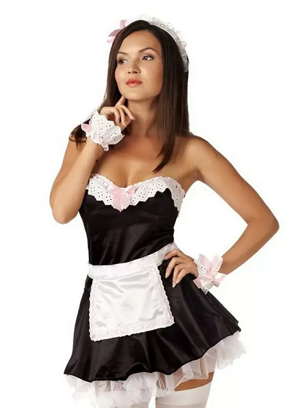 Эротический игровой костюм Le Frivole Домработница – черный с белым, L/XL