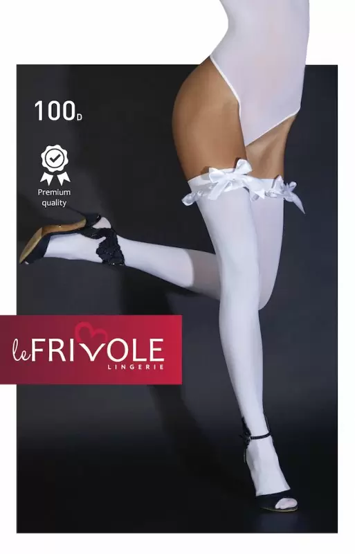 Плотные белые чулки с атласными бантиками (Sense)