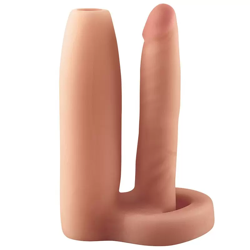 Насадка увеличитель Double Trouble Girth Gainer для двойного проникновения – телесная