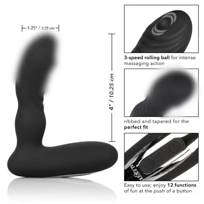 Подвижный массажер простаты Eclipse Roller Ball Probe с подвижным кончиком, 12,75 см, силикон,  черный