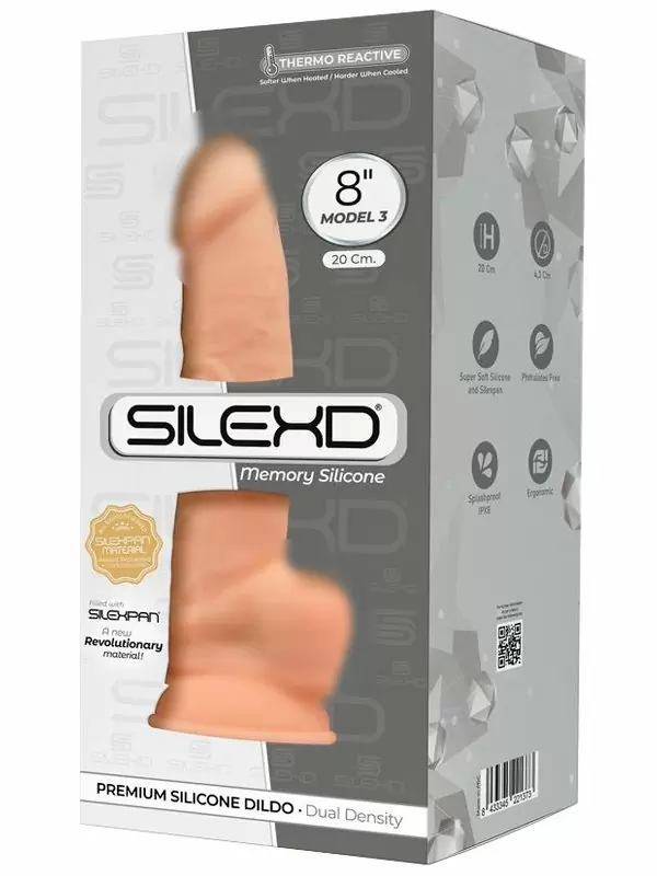 Реалистичный фаллоимитатор SILEXD Model 3, 20 см, силикон, светлый телесный