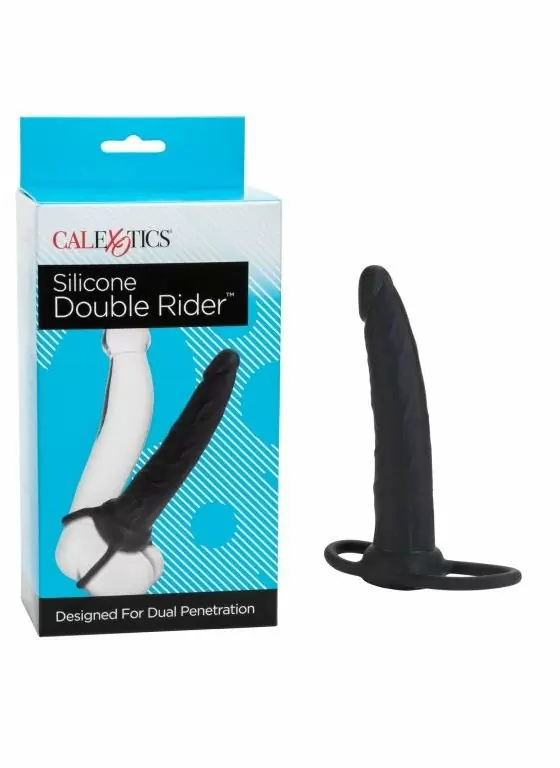 Реалистичный страпон для двойного проникновения California Exotic Novelties Silicone Double Rider, 14 см, силикон, черный