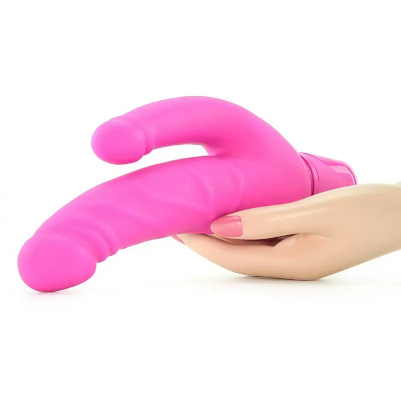 Фаллоимитатор двухголовый с вибрацией Bendie Power Stud Over & Under – розовый