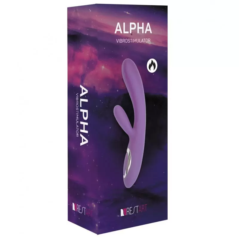 Вибромассажер для двойной стимуляции Alpha с подогревом – фиолетовый