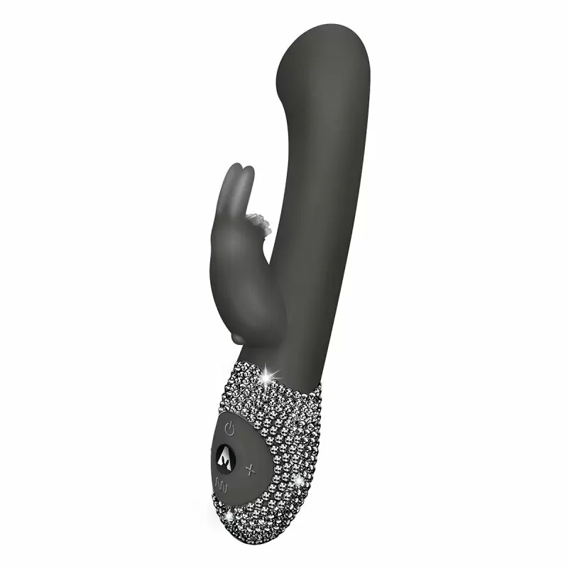 Изысканный вибратор с усиленной стимуляцией точки G и кристаллами The Rabbit Company The G-Spot Rabbit - чёрный