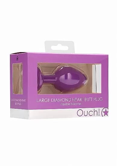 Анальная пробка из силикона Diamond Heart Butt Plug - Large - Purple