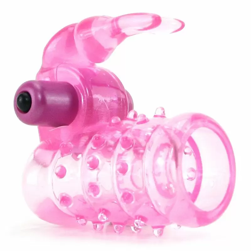 Стимулирующая насадка Basic Essential Stretchy Vibrating Bunny Enhancer – розовый