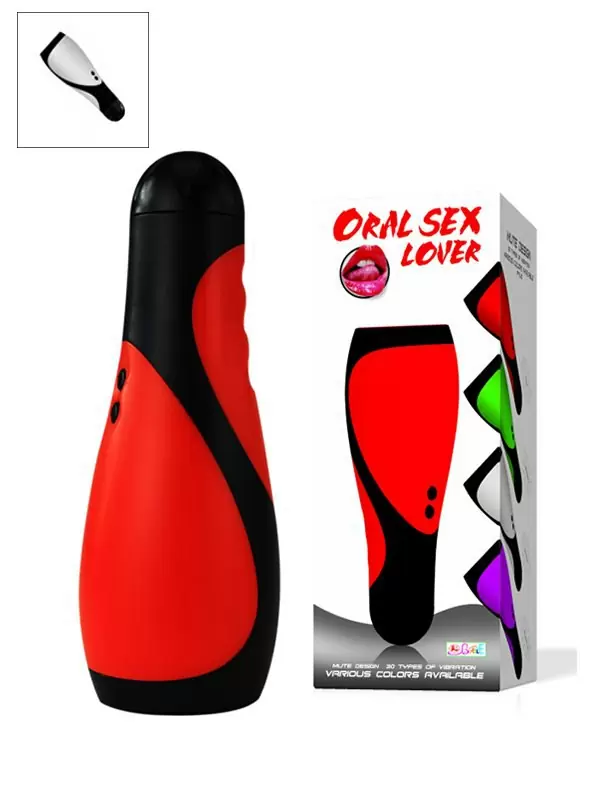 Многофункциональный мастурбатор в тубе Oral Sex Lover с вибрацией – черный с белым