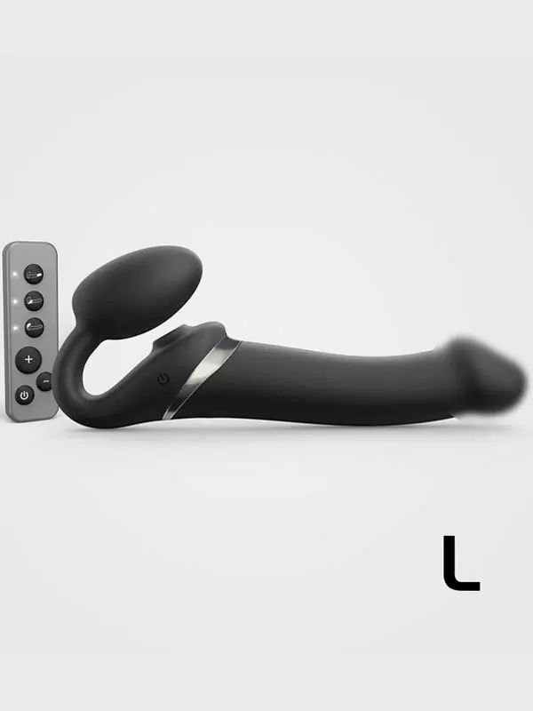 Анатомический страпон Strap-On-Me Multi Orgasm с 3 моторами, безремневой, размер L, черный