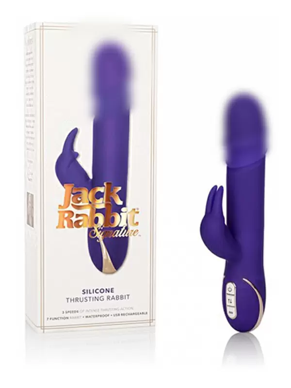 Вибратор с ребристой головкой Calexotics Jack Rabbit Signature Silicone Thrusting Rabbit