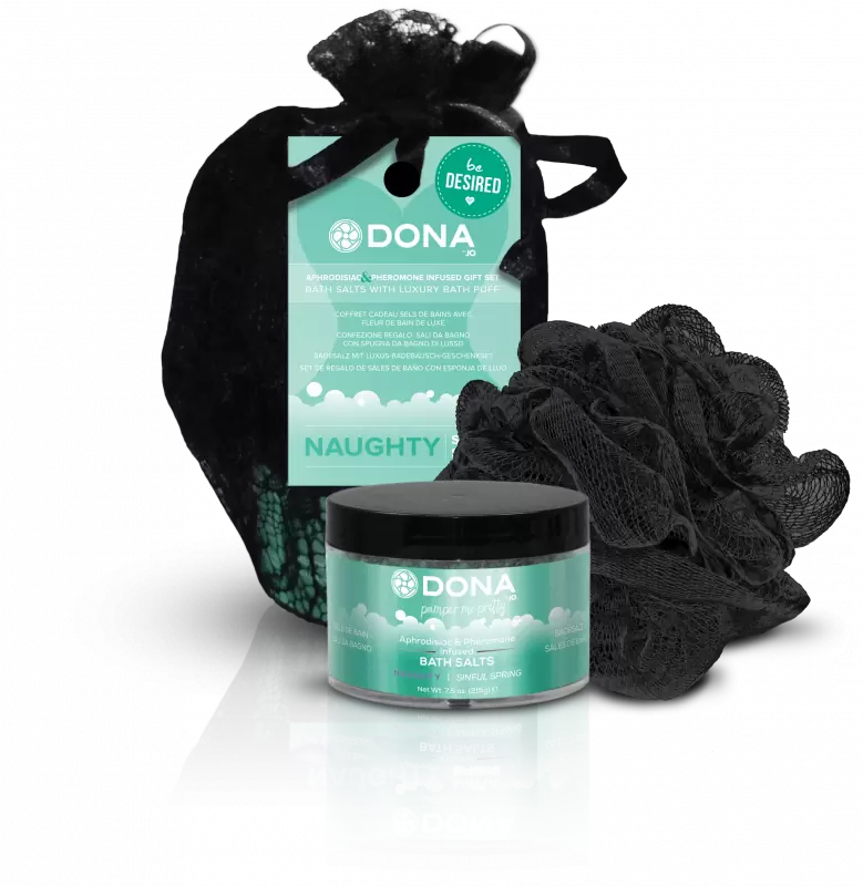 Подарочный набор Dona Be Desired Naughty: соль с феромонами и мочалка – весенний, 215 г