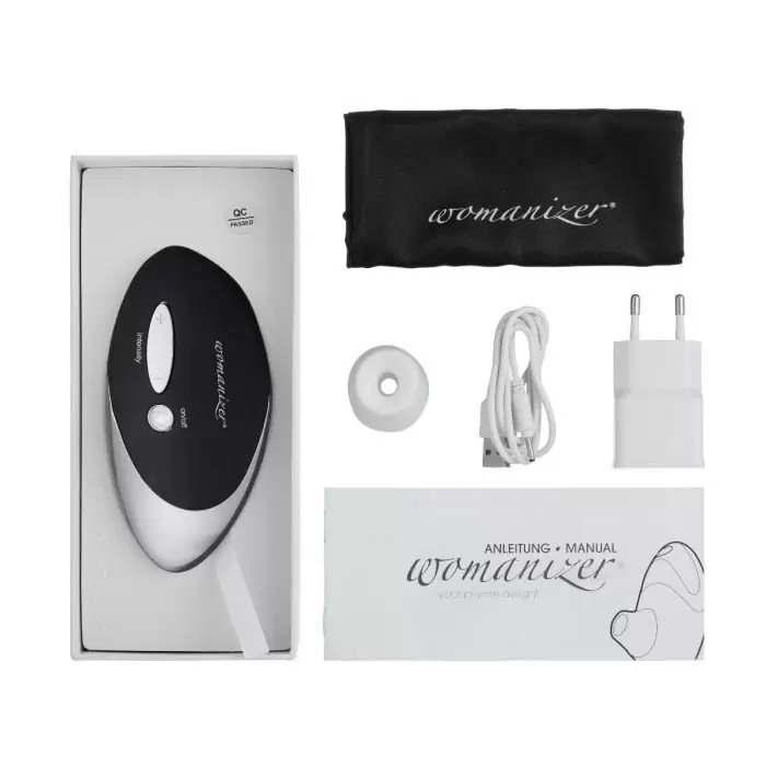 Бесконтактный клиторальный стимулятор Womanizer Pro – черный с серебристым