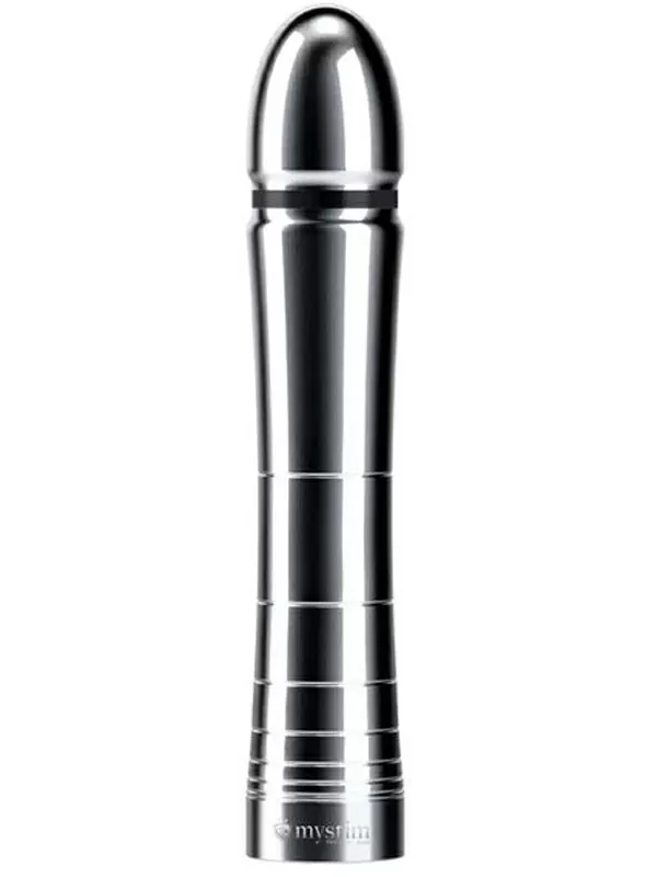 Анальный стимулятор Mystim Glossy Glen Dildo, для подключения к источнику электроимпульсов, 14 см, серебристый