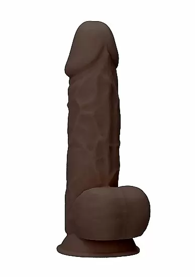 Фаллоимитатор Silicone Dildo With Balls - 21,6 см, шоколадный