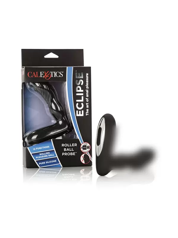 Подвижный массажер простаты Eclipse Roller Ball Probe с подвижным кончиком, 12,75 см, силикон,  черный