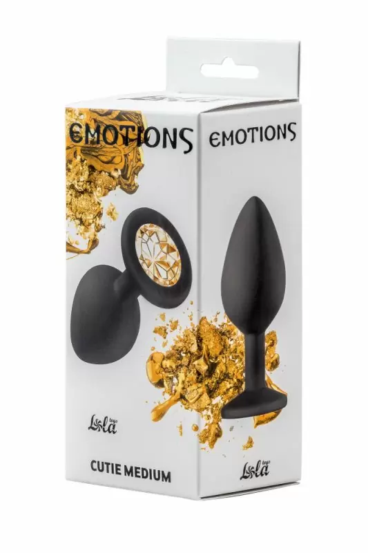 Анальная пробка Emotions Cutie Medium Black  golden crystal 4012-07Lola