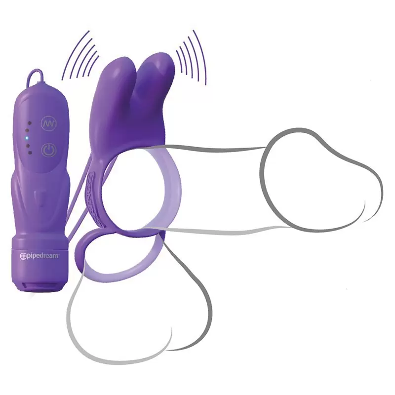 Эрекционное кольцо Twin Teazer Rabbit Ring с вибрацией – фиолетовый