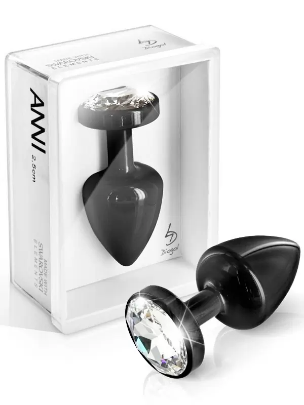 Изящная анальная пробка Anni Round T1 с кристаллом Сваровски – черный