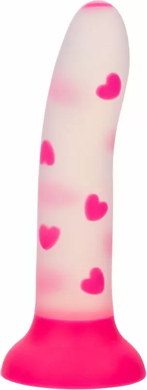 Светящийся фаллоимитатор California Exotic Novelties Glow Stick Heart, 15,2 см, силикон, белый с розовым