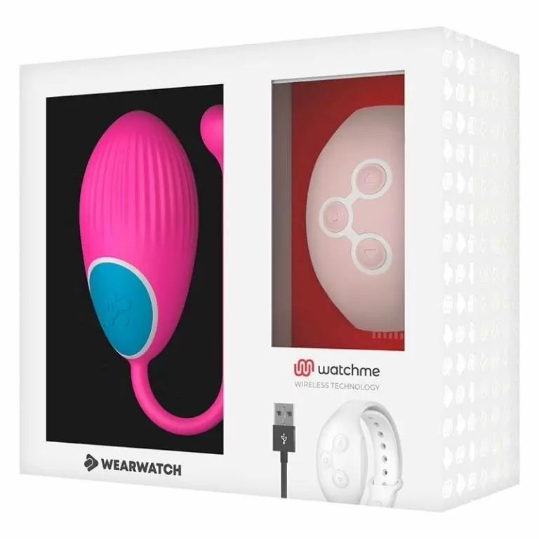 Ребристое виброяйцо Dream Love WEARWATCH EGG WIRELESS TECHNOLOGY WATCHME FUCHSIA / SOFT PINK, с пультом Д/У, 8,5 см, 7 режимов, силикон