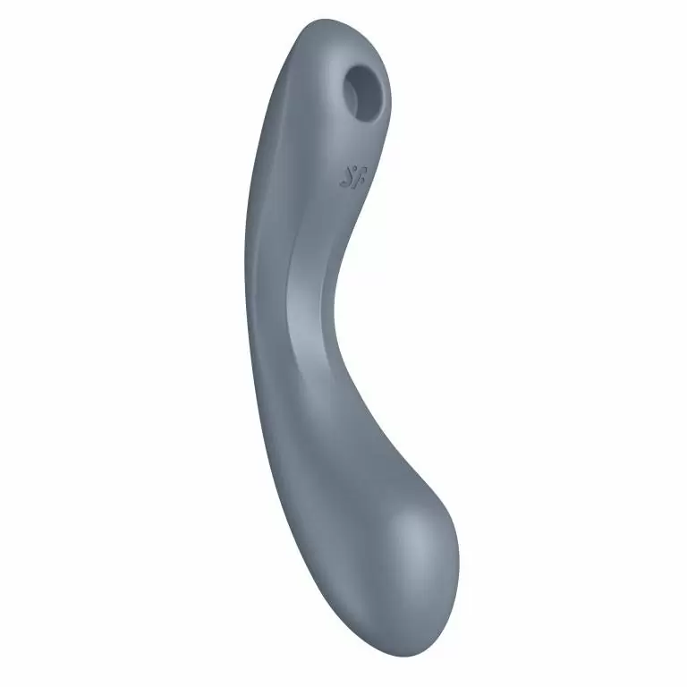 Изогнутый вибратор Satisfyer Curvy Trinity 1, с двумя моторами, 17,4 см, серо-голубой