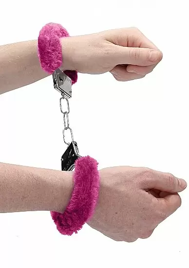Металллический наручники с замком Furry Beginner's Handcuffs Pink