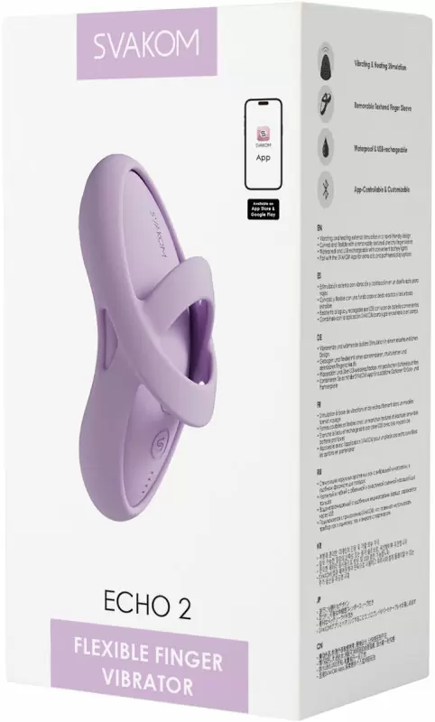 Мини-вибратор на пальцы Svakom Echo 2 с функцией нагрева, 5 режимов, 5 скоростей, дистанционное управление, функция блокировки, розовый